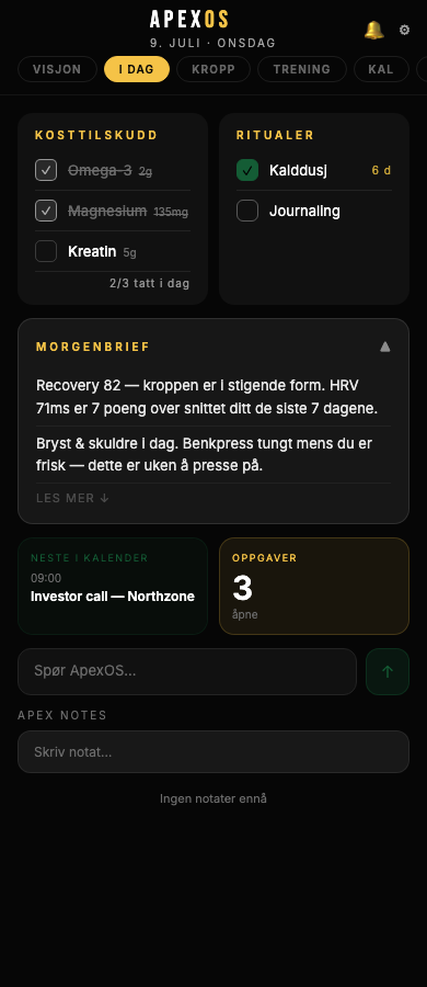 ApexOS I DAG-slide på mobil